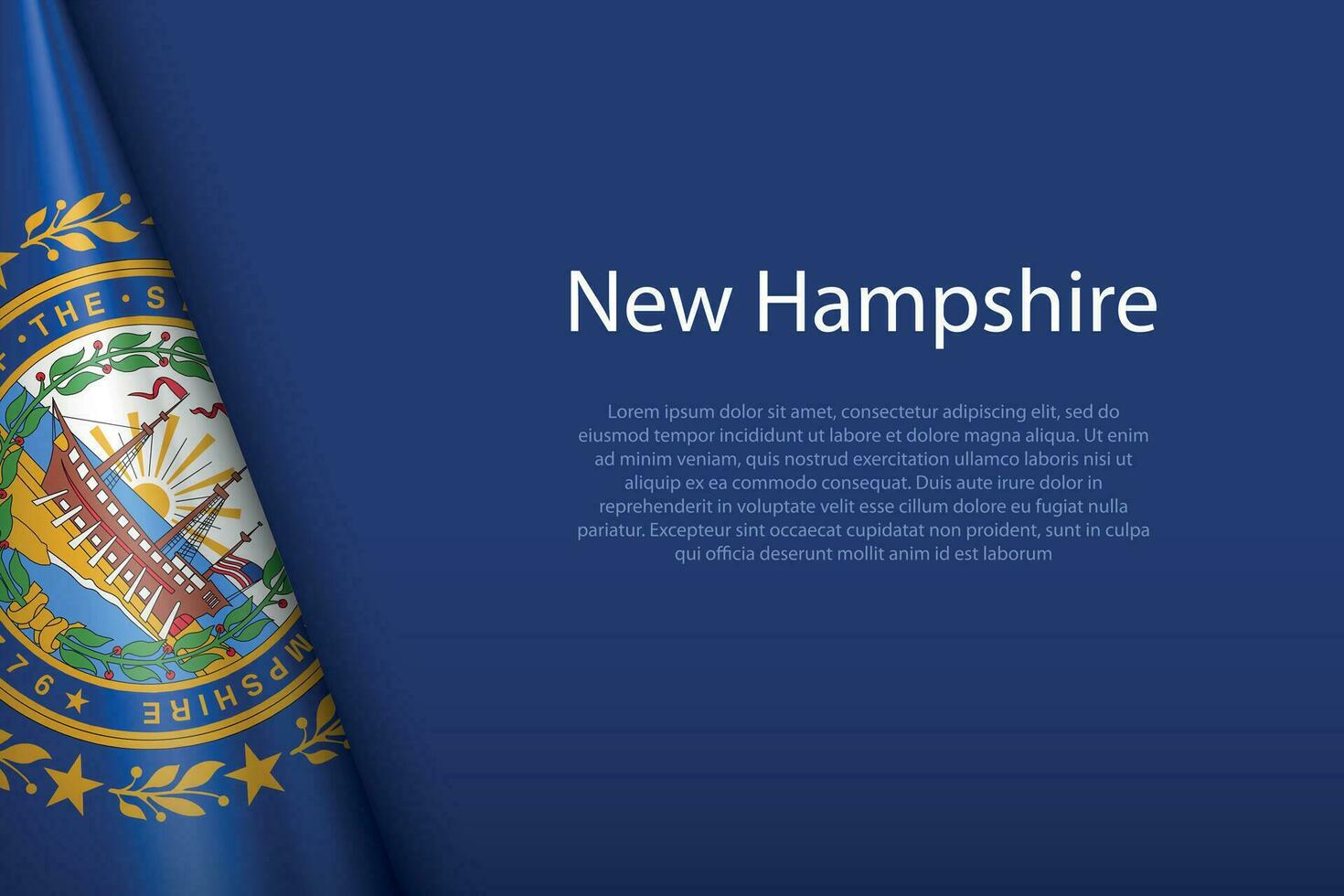 flag New Hampshire, state of United States, isolated on background with copyspace vector