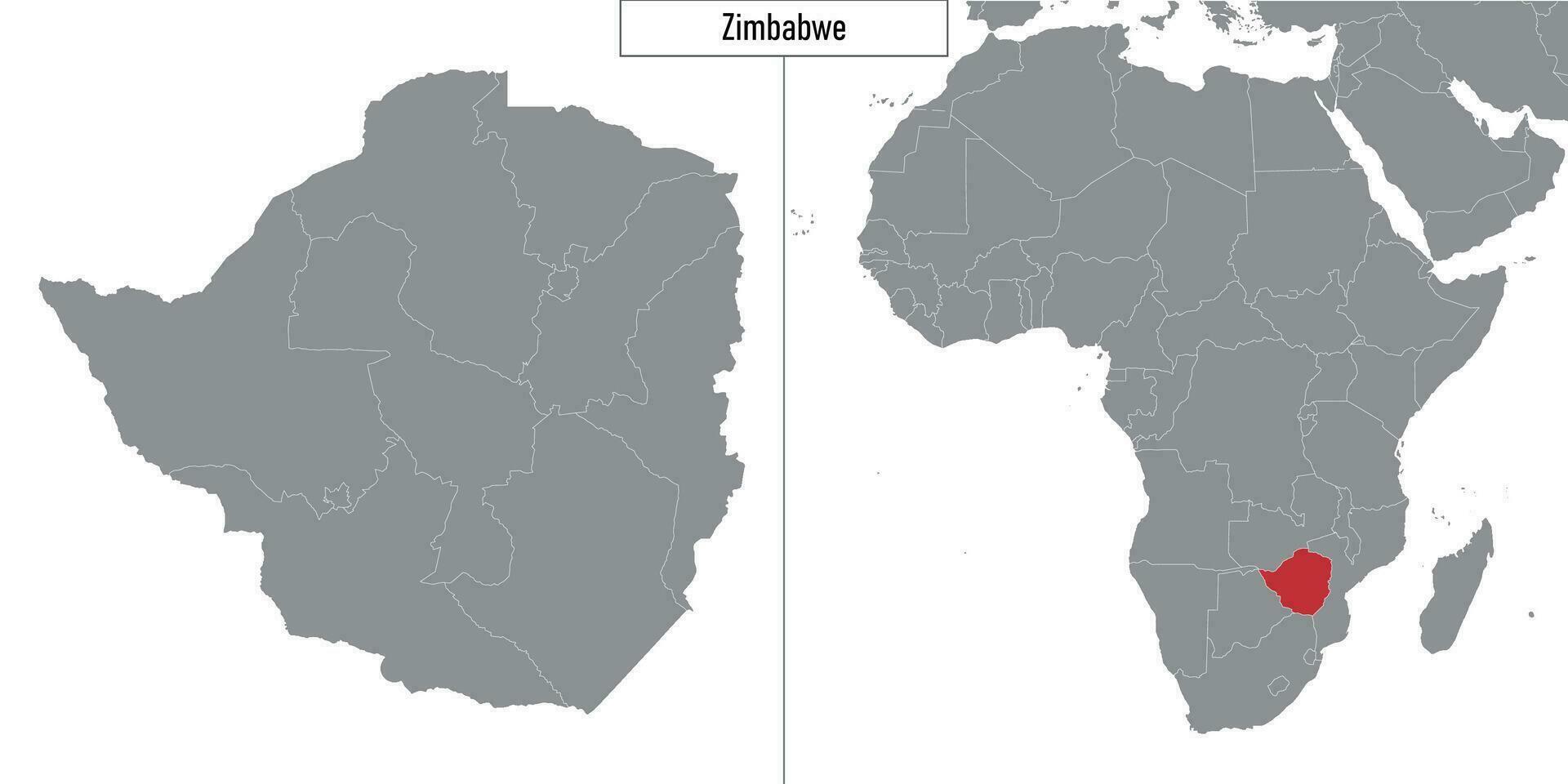 map of Zimbabwe and location on Africa map vector