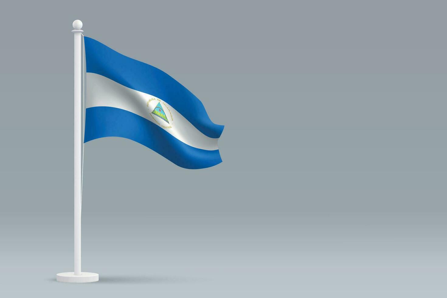 3d realistic national Nicaragua flag isolated on gray background vector