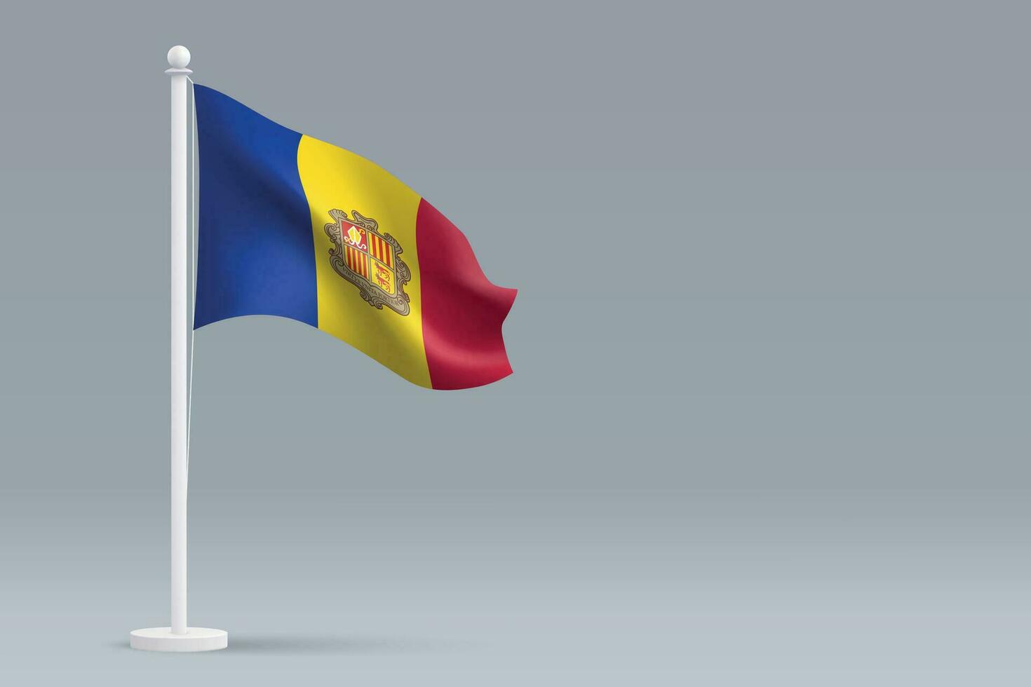 3d realistic national Andorra flag isolated on gray background vector