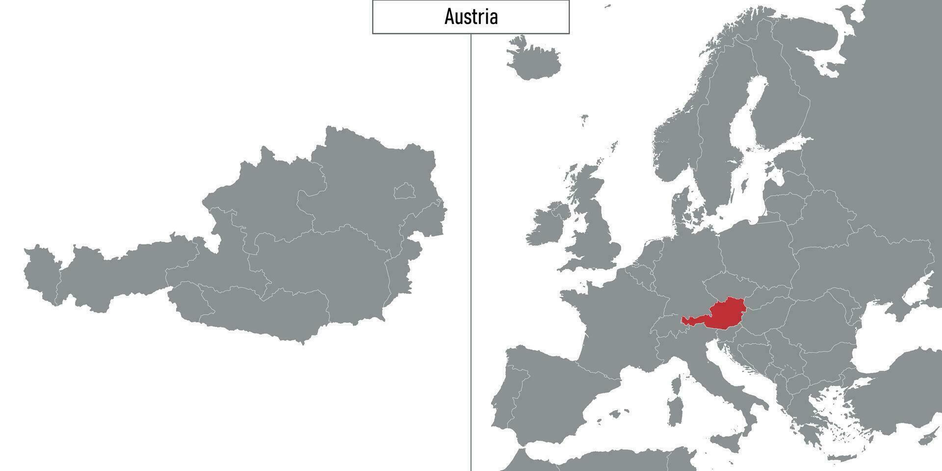 map of Austria and location on Europe map vector