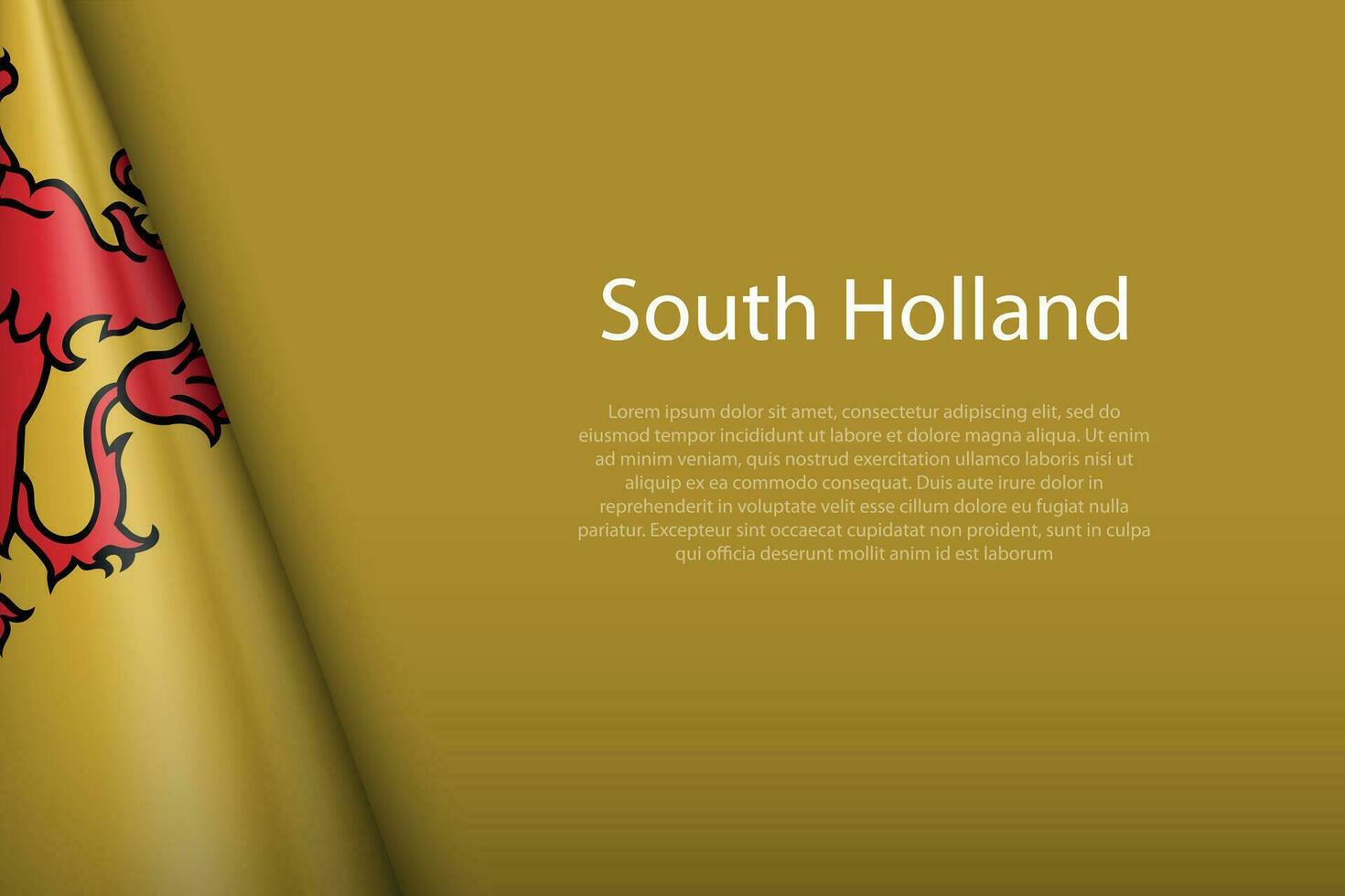 flag South Holland, state of Netherlands, isolated on background with copyspace vector