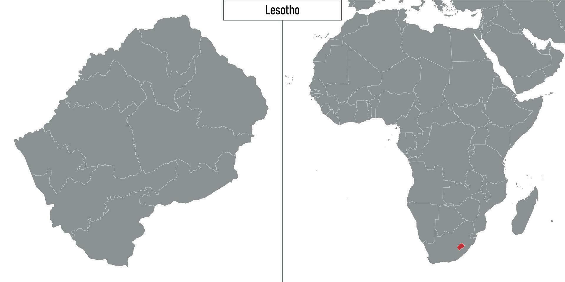 map of Lesotho and location on Africa map vector