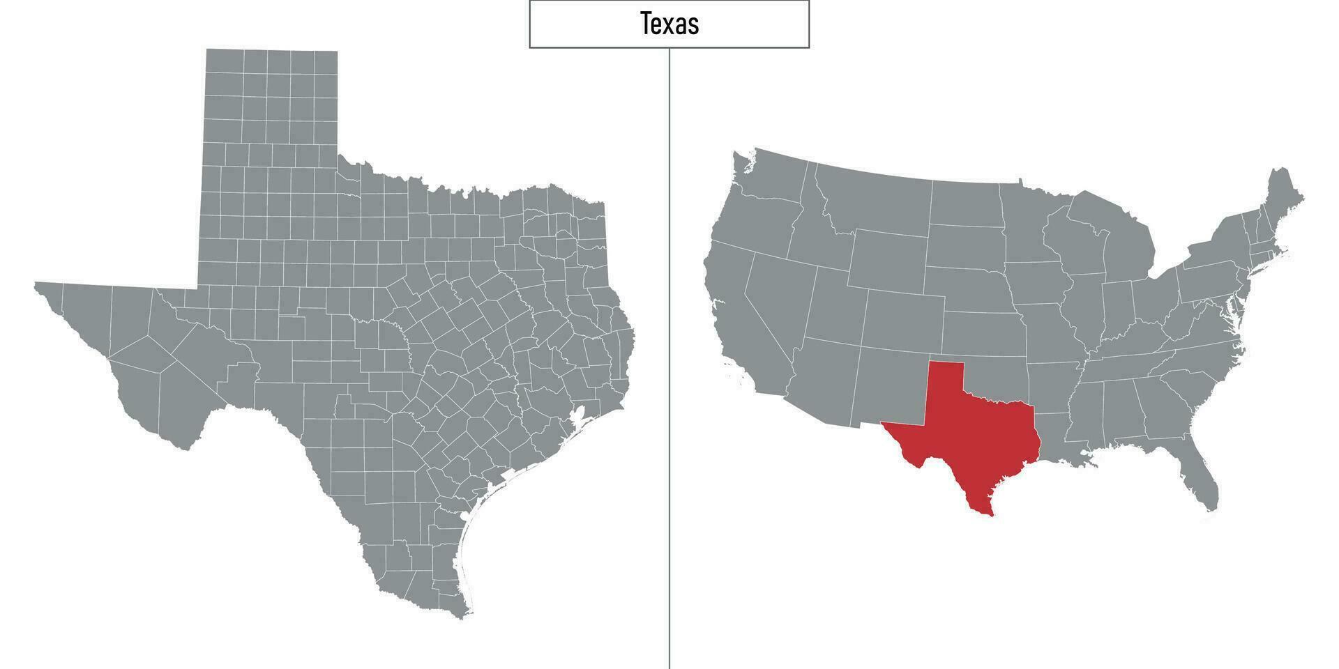 map of Texas state of United States and location on USA map vector