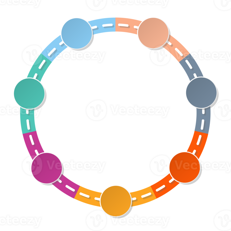 Road way infographic circle of 7 steps and business icons for finance process steps. png