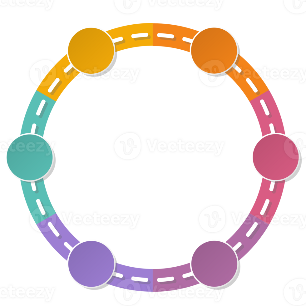Road way infographic circle of 6 steps and business icons for finance process steps. png