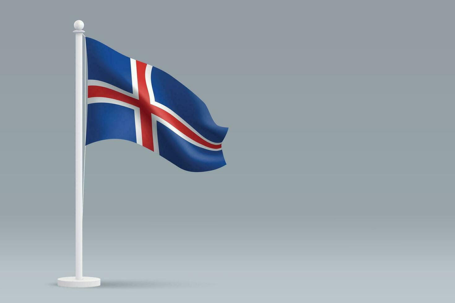 3d realista nacional Islandia bandera aislado en gris antecedentes vector