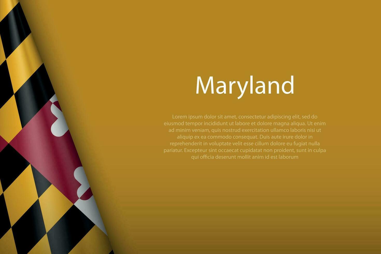 flag Maryland, state of United States, isolated on background with copyspace vector