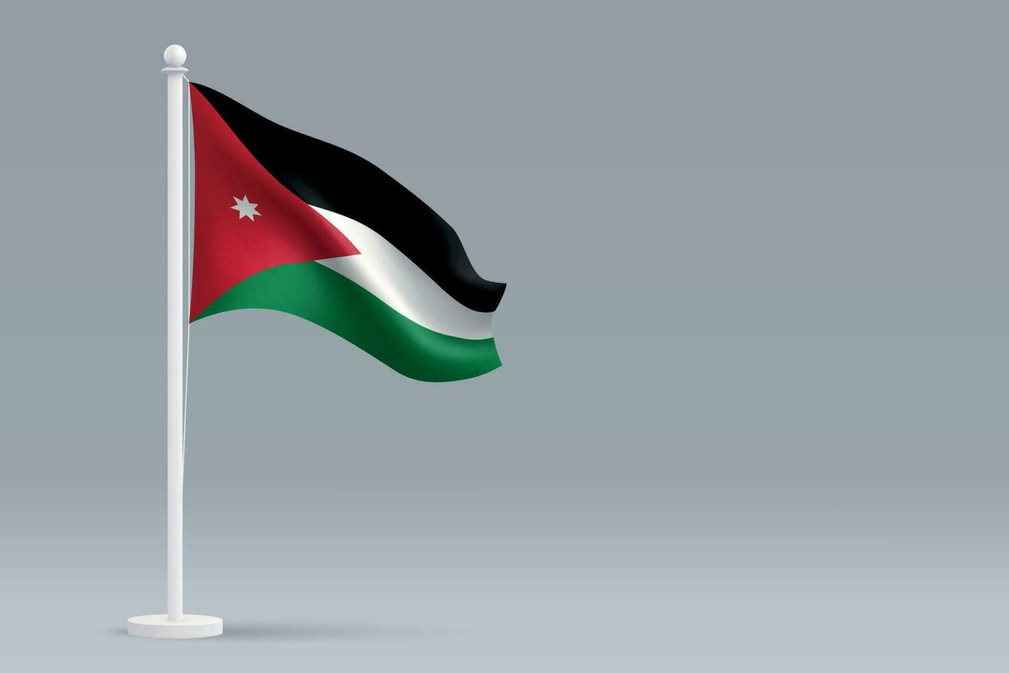 3d realistic national Jordan flag isolated on gray background vector