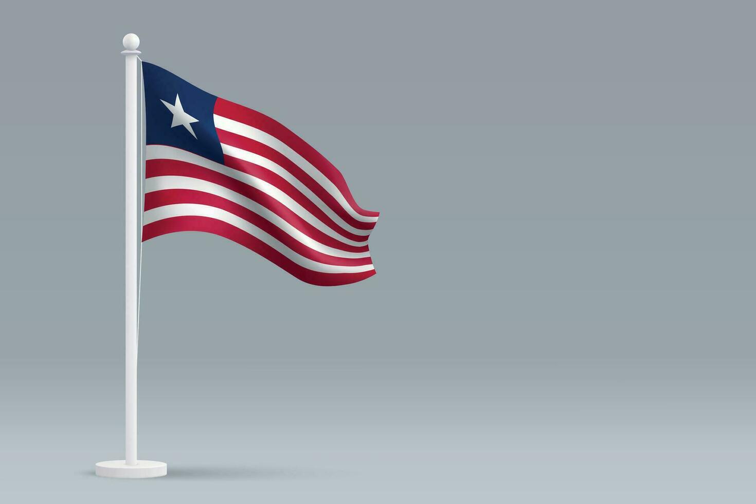 3d realistic national Liberia flag isolated on gray background vector