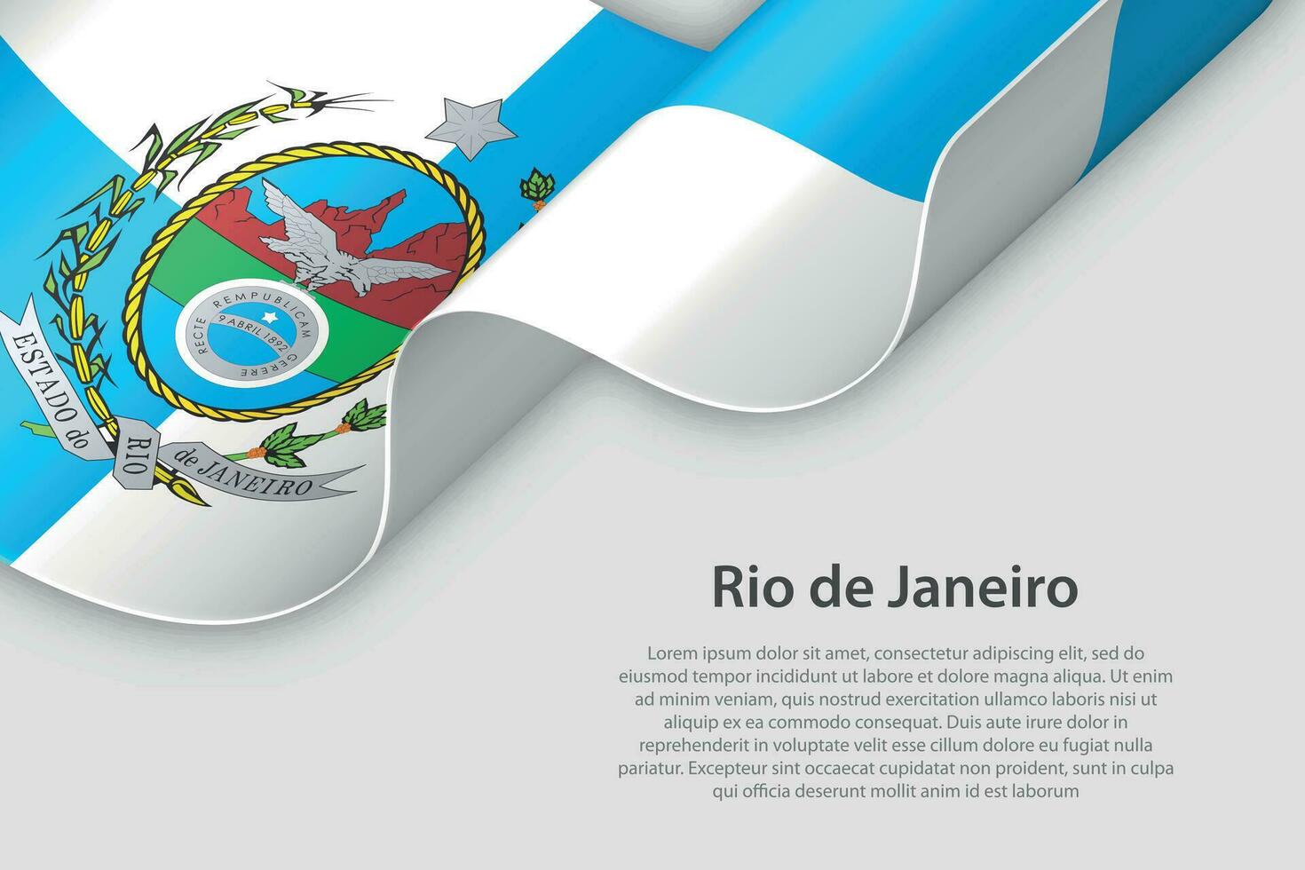 3d ribbon with flag Rio de Janeiro. Brazilian state. isolated on white background vector