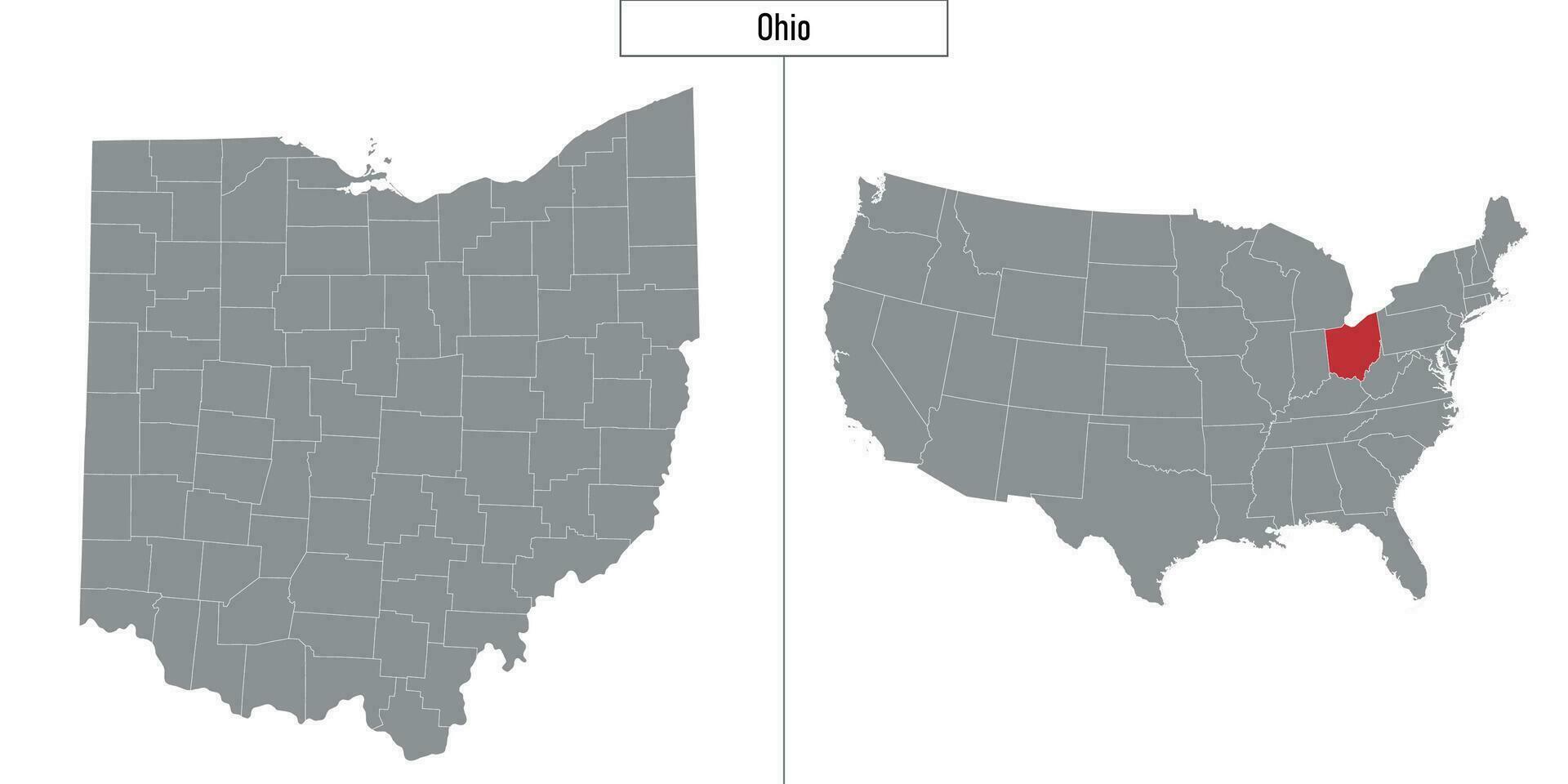 map of Ohio state of United States and location on USA map vector