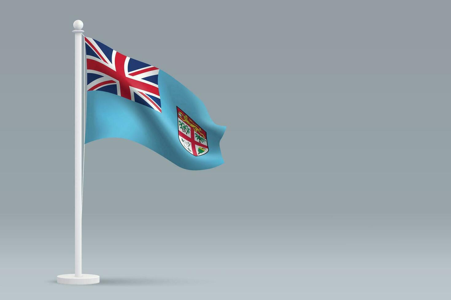 3d realistic national Fiji flag isolated on gray background vector