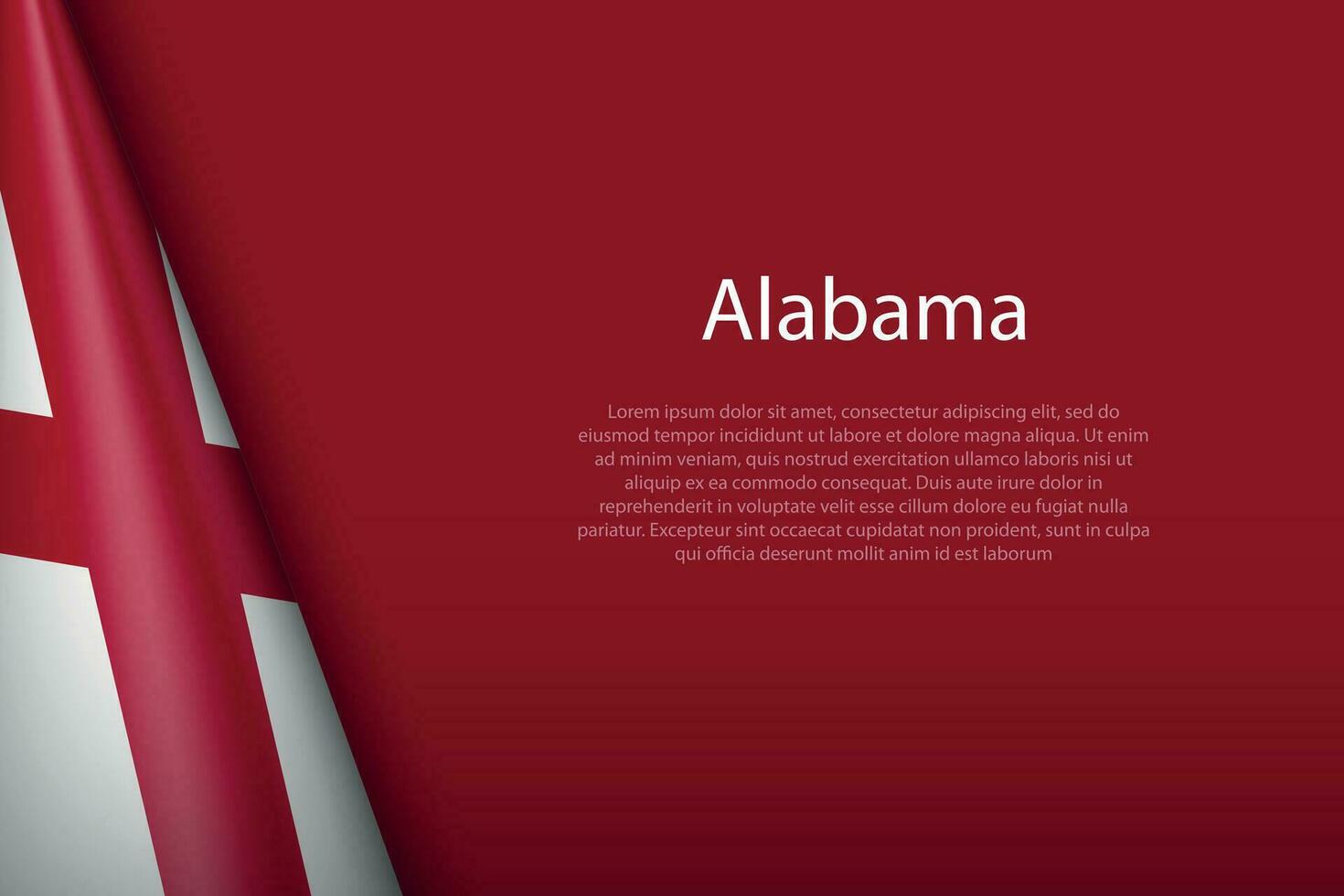 flag Alabama, state of United States, isolated on background with copyspace vector