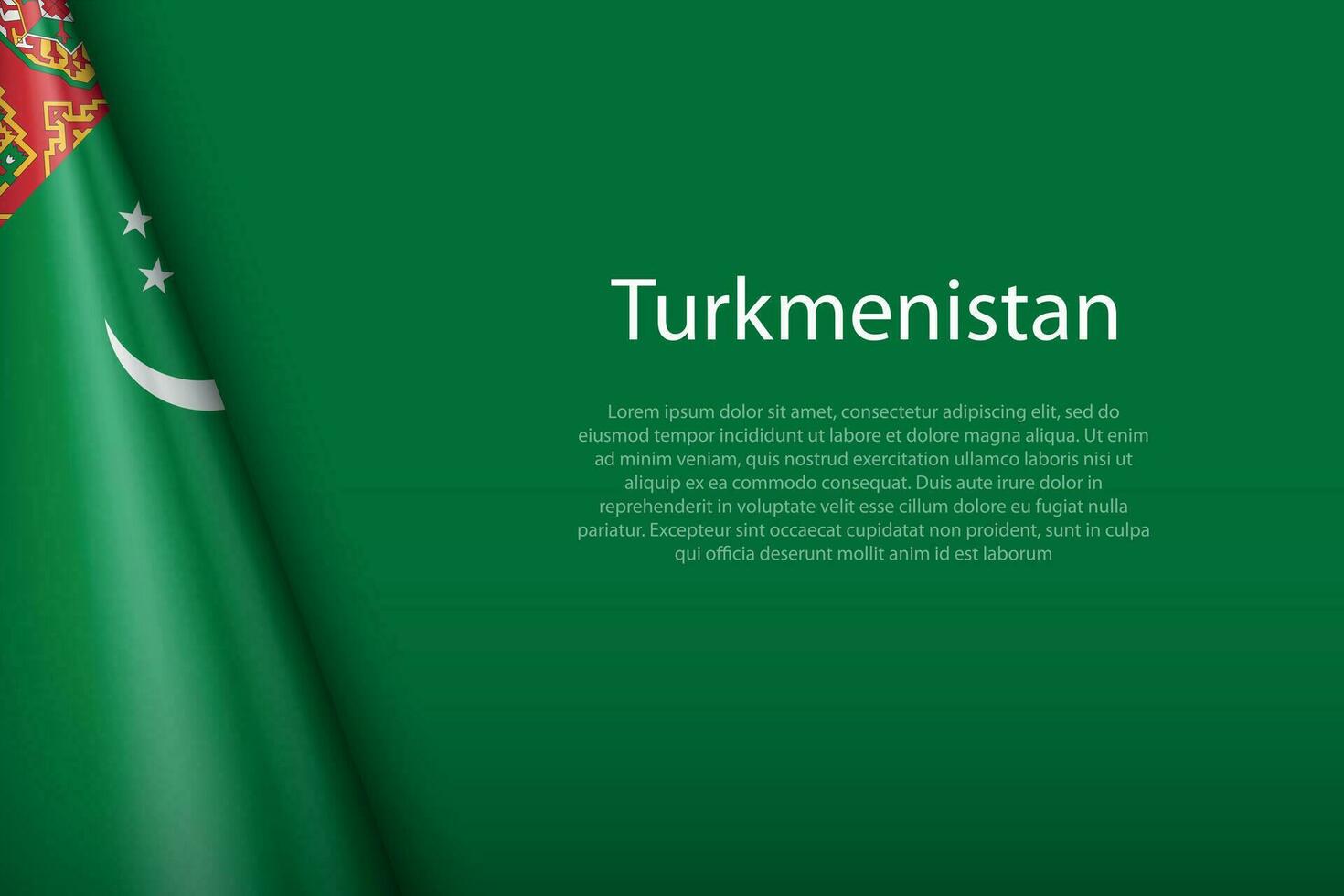 national flag Turkmenistan isolated on background with copyspace vector