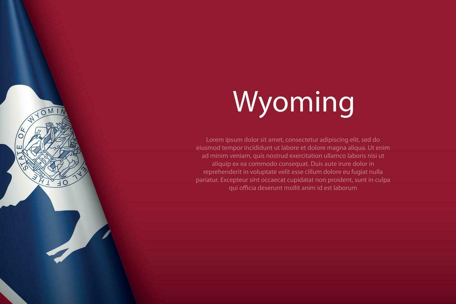 flag Wyoming, state of United States, isolated on background with copyspace vector