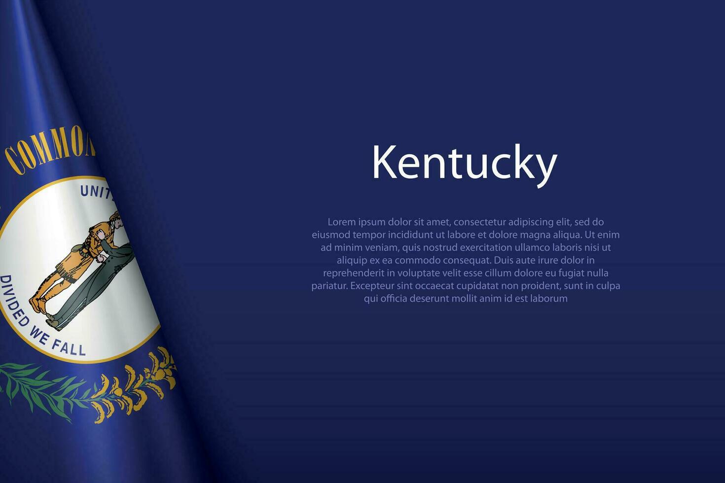flag Kentucky, state of United States, isolated on background with copyspace vector
