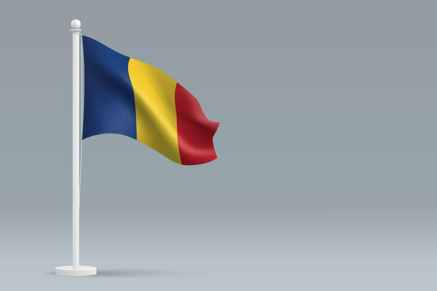 3d realistic national Romania flag isolated on gray background vector