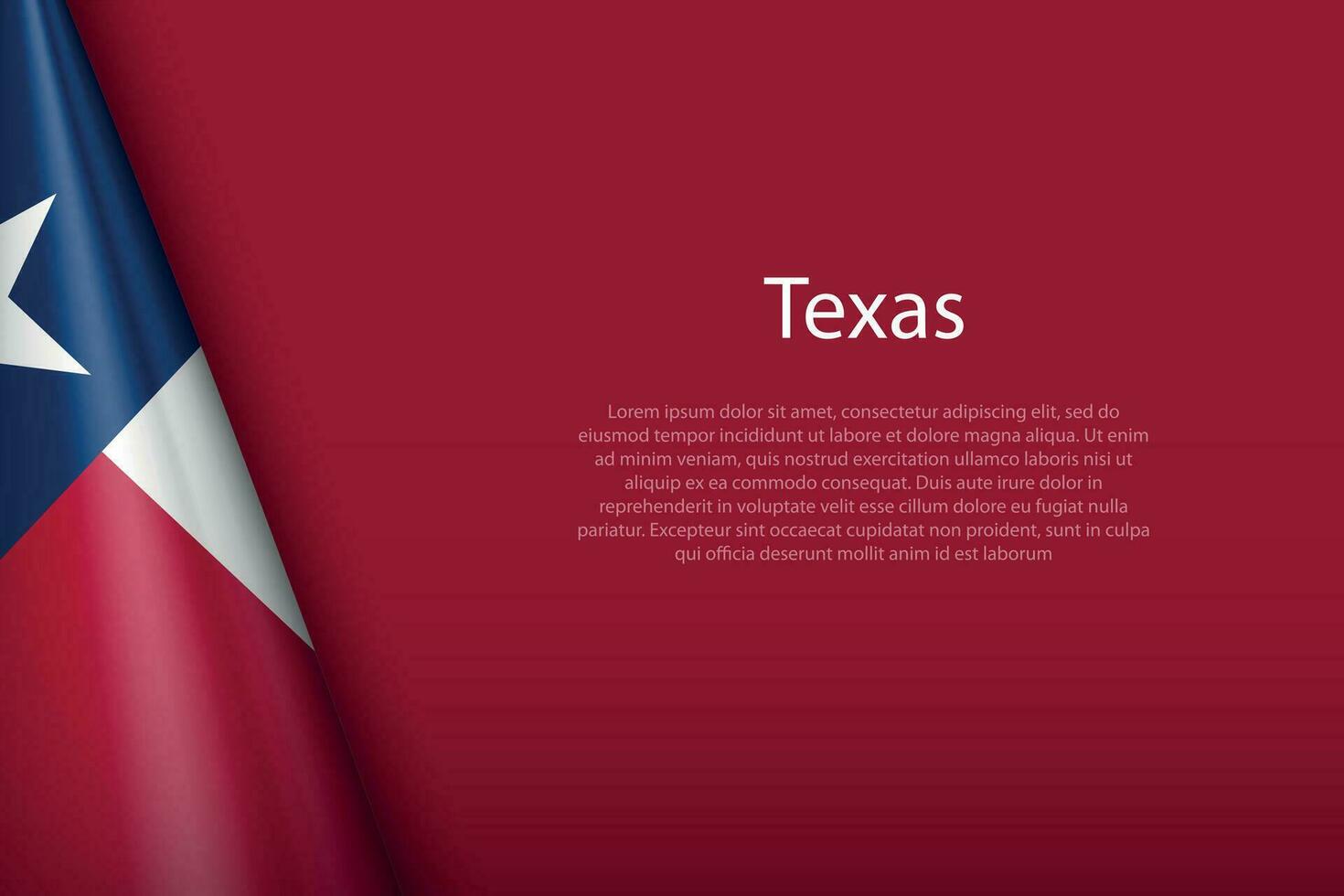 flag Texas, state of United States, isolated on background with copyspace vector