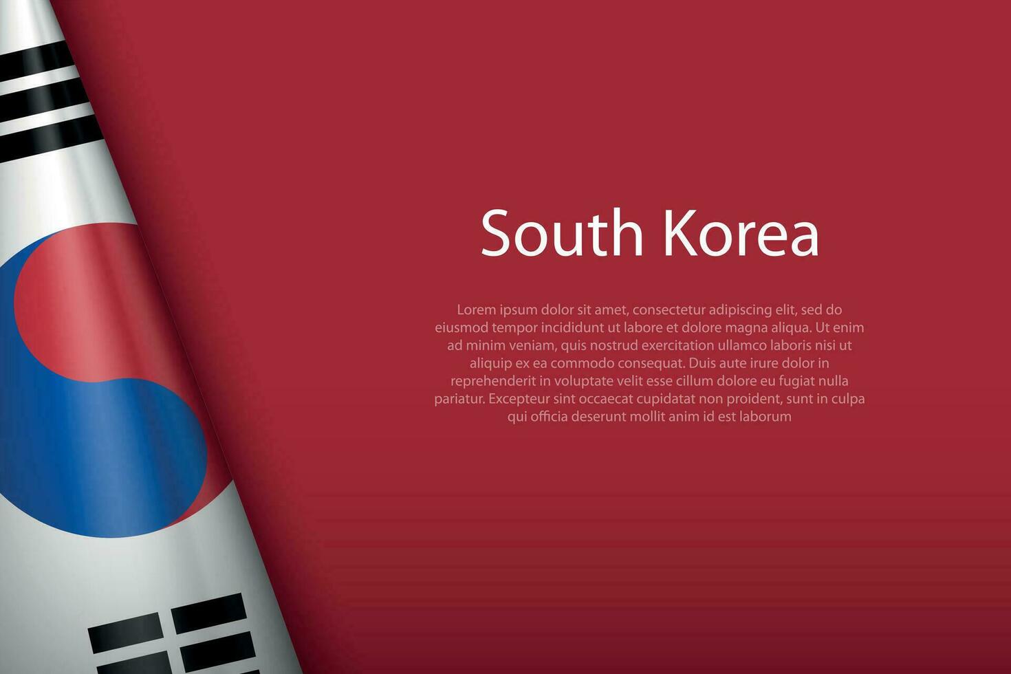 national flag South Korea isolated on background with copyspace vector