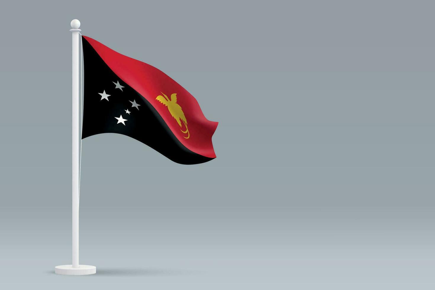 3d realistic national Papua New Guinea flag isolated on gray background vector