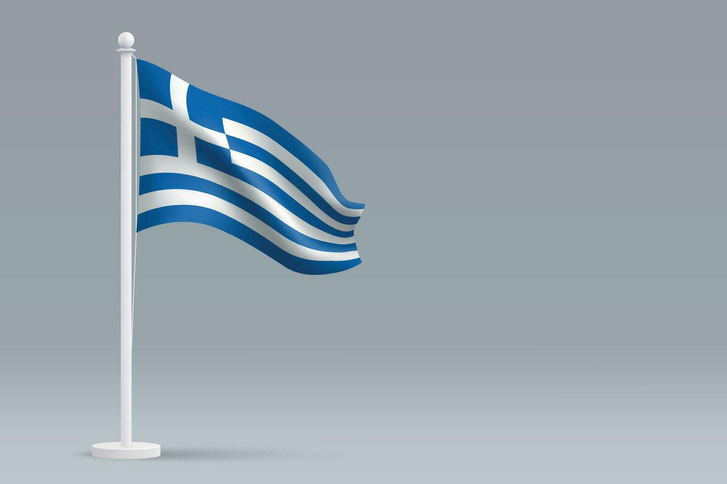 3d realistic national Greece flag isolated on gray background vector