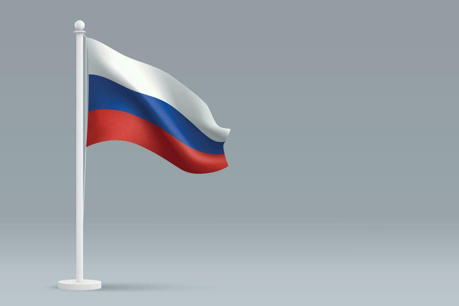 3d realistic national Russia flag isolated on gray background vector