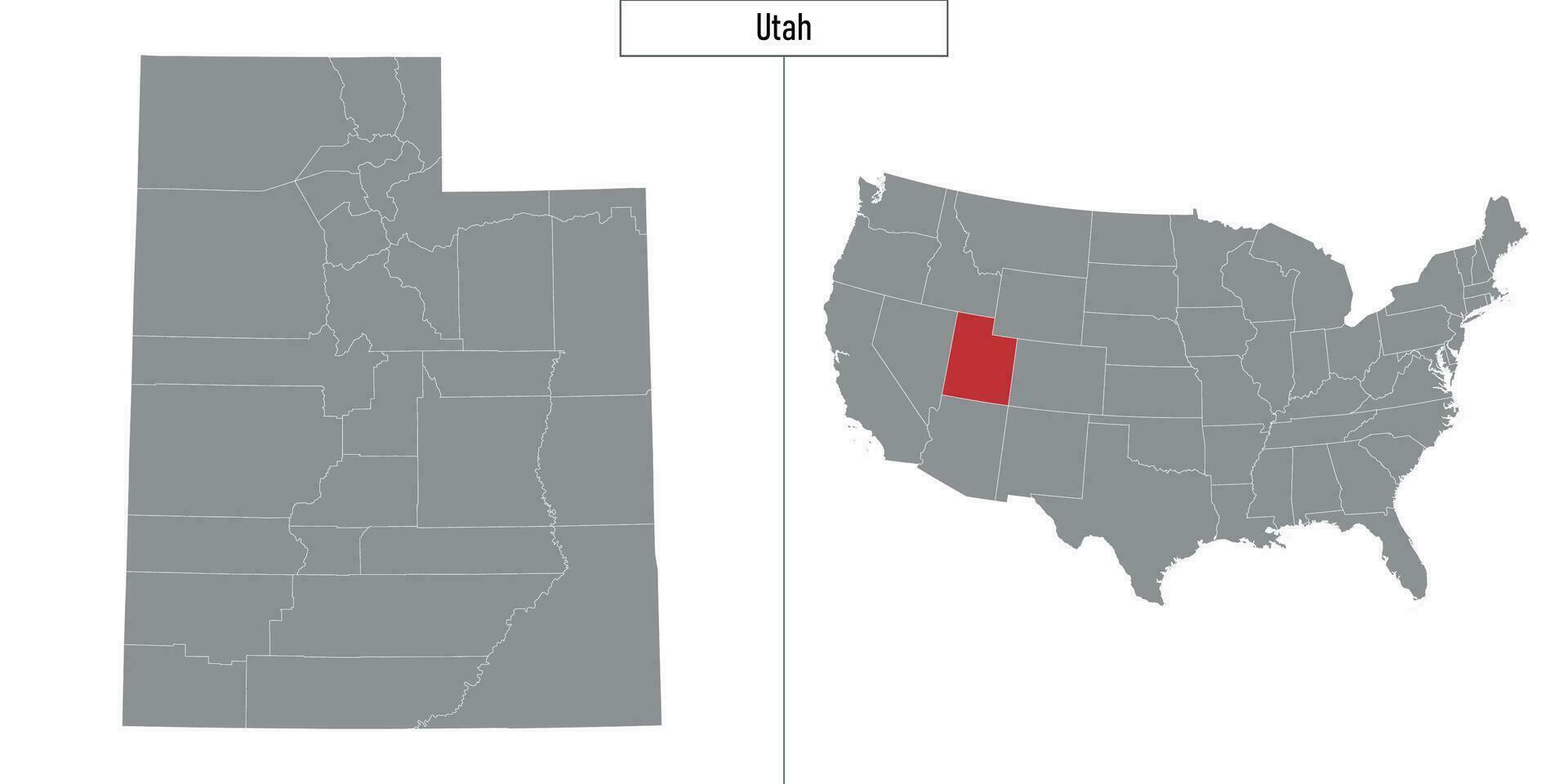 map of Utah state of United States and location on USA map vector