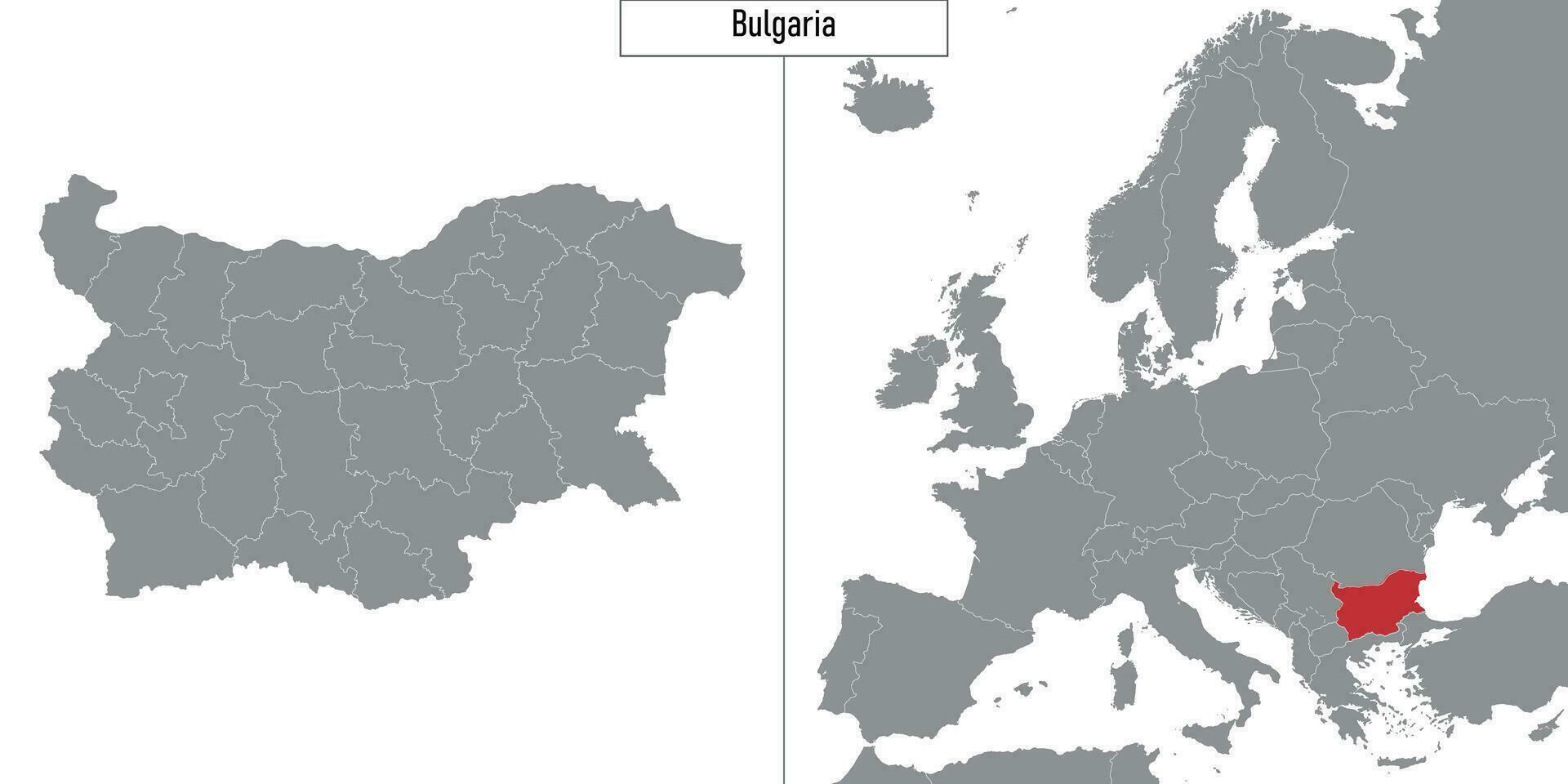 mapa de Bulgaria y ubicación en Europa mapa vector