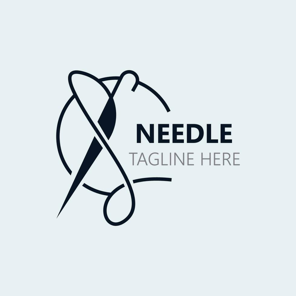 Needle and thread Sewing logo outline combination Line flat design template Simple icons. Concept taylor illustration vector