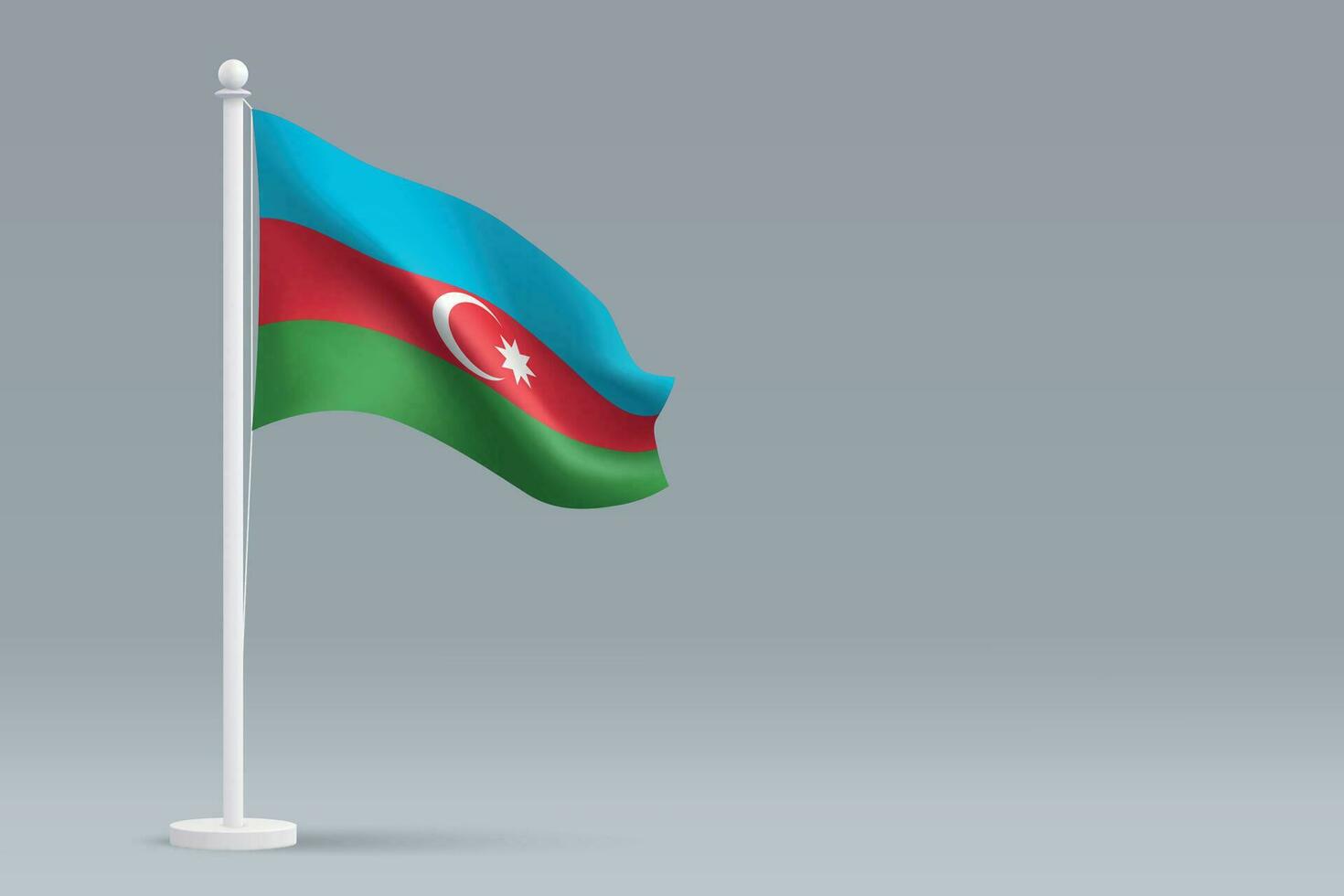 3d realistic national Azerbaijan flag isolated on gray background vector