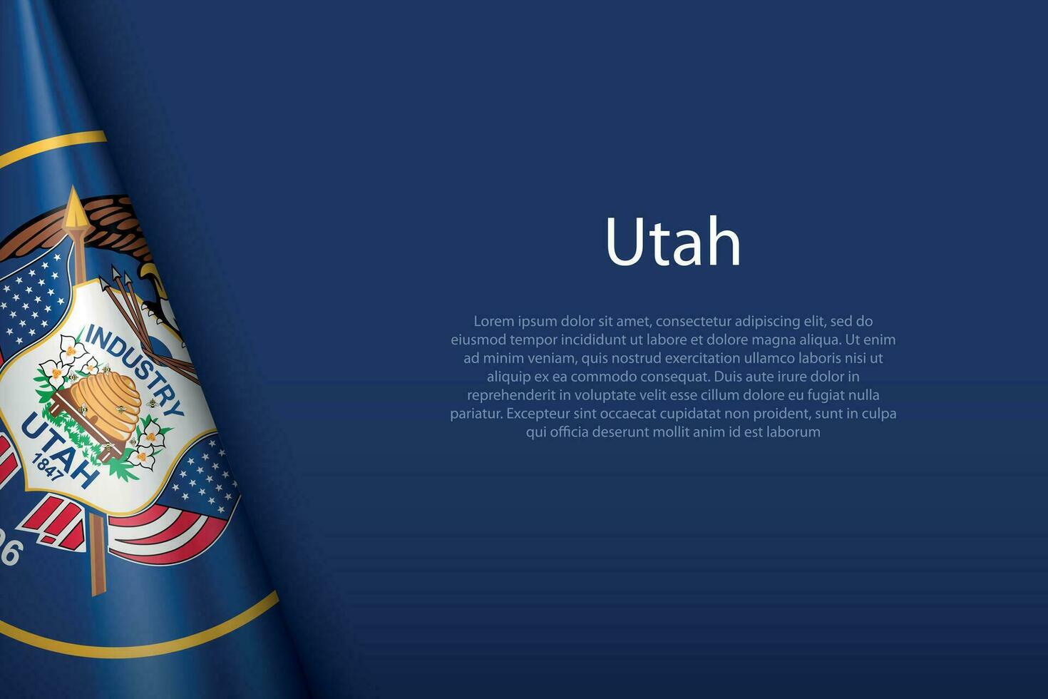 flag Utah, state of United States, isolated on background with copyspace vector