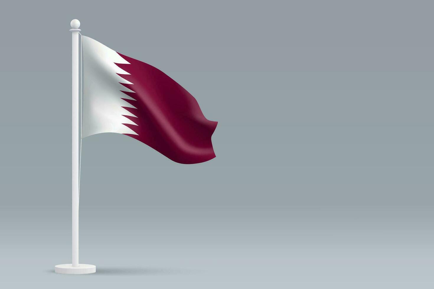 3d realista nacional Katar bandera aislado en gris antecedentes vector