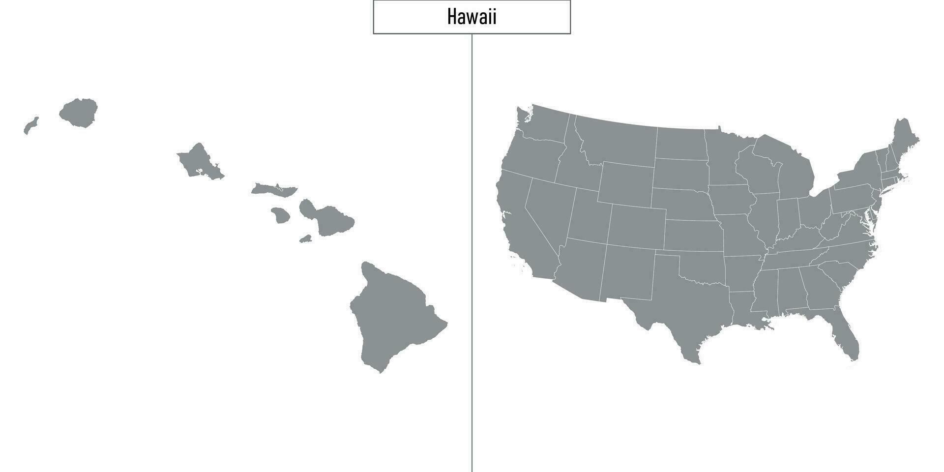 mapa de Hawai estado de unido estados y ubicación en Estados Unidos mapa vector