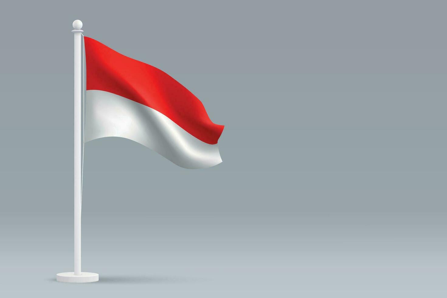 3d realistic national Indonesia flag isolated on gray background vector