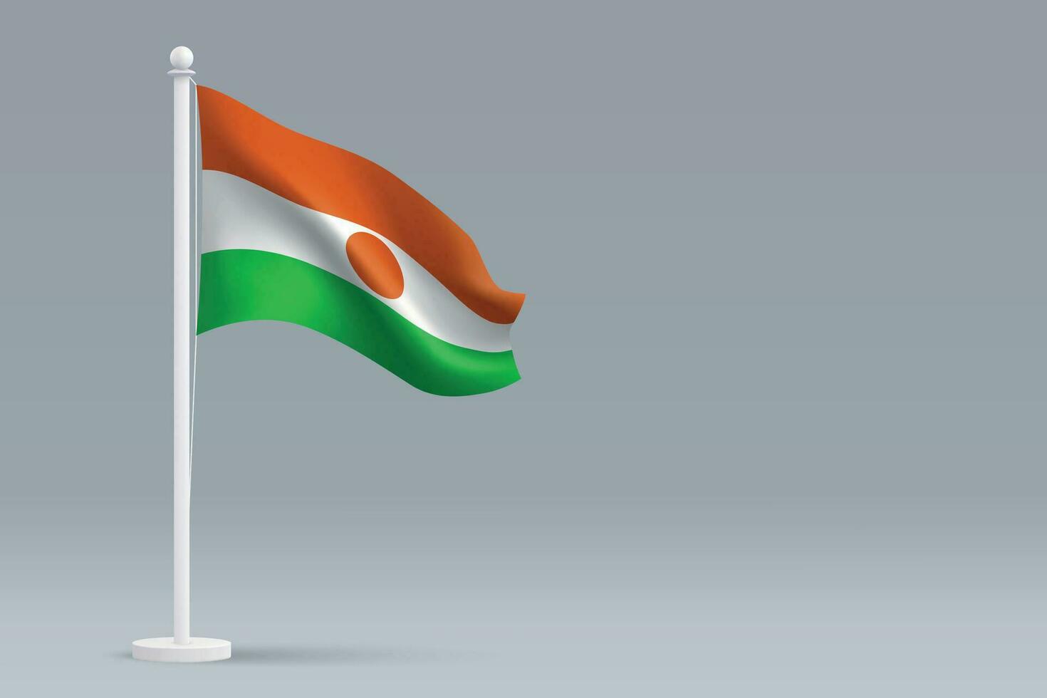 3d realistic national Niger flag isolated on gray background vector