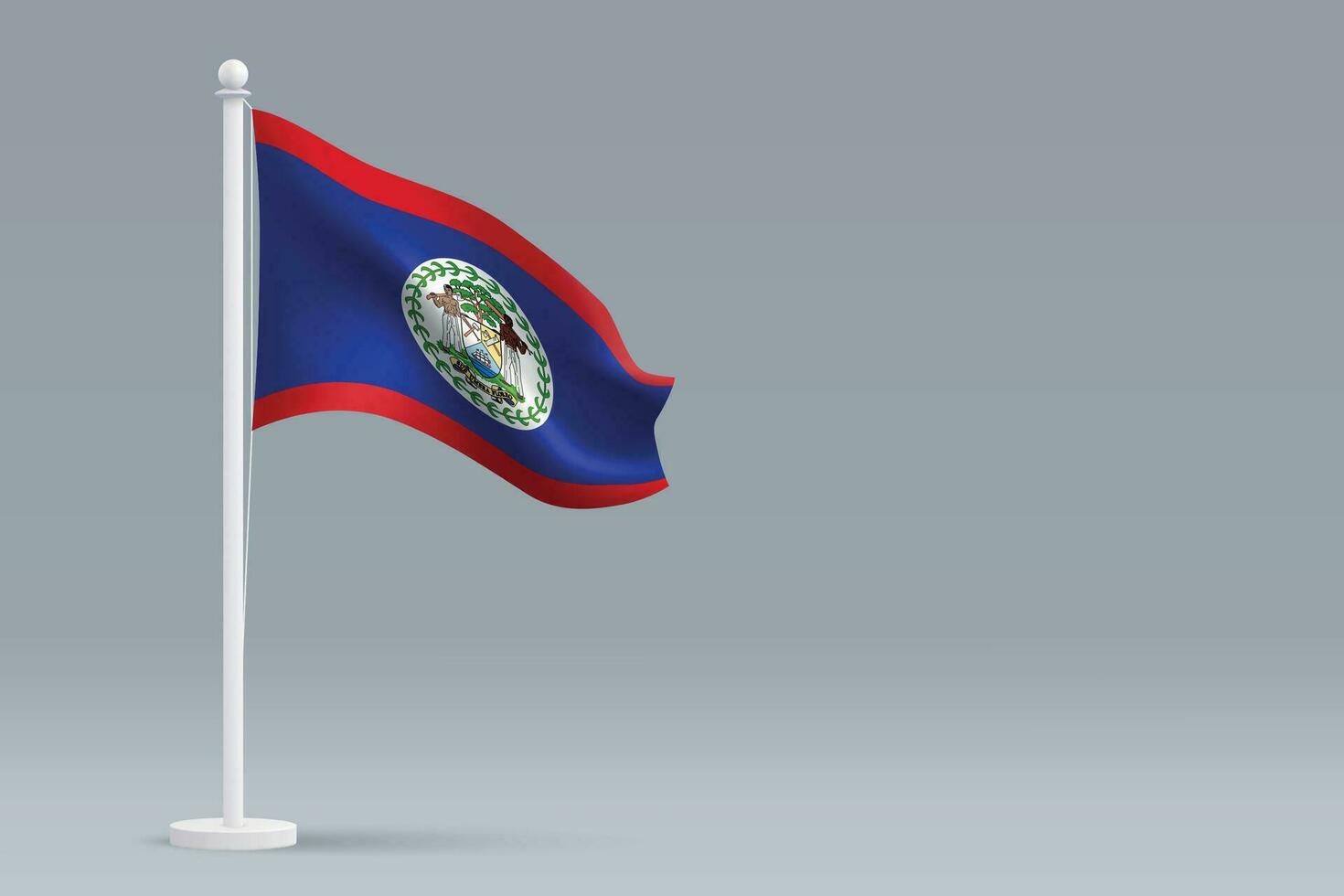 3d realistic national Belize flag isolated on gray background vector