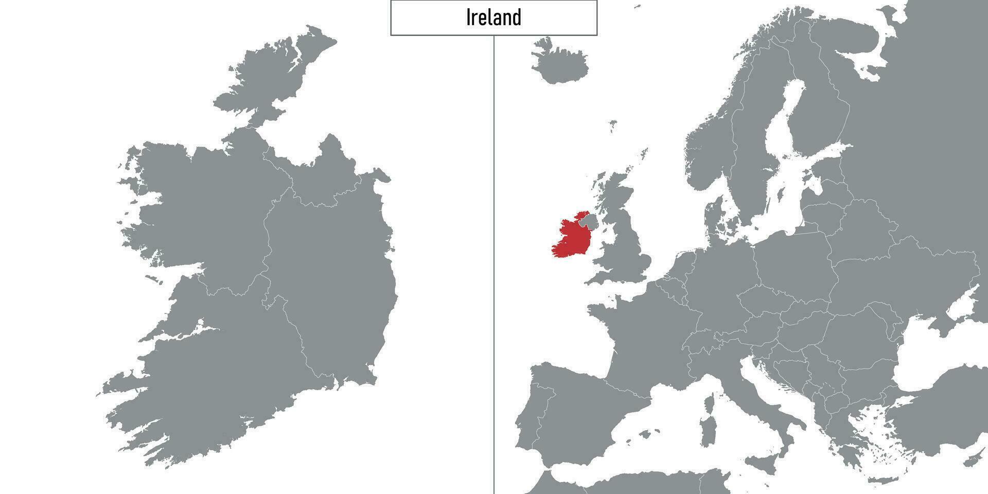mapa de Irlanda y ubicación en Europa mapa vector