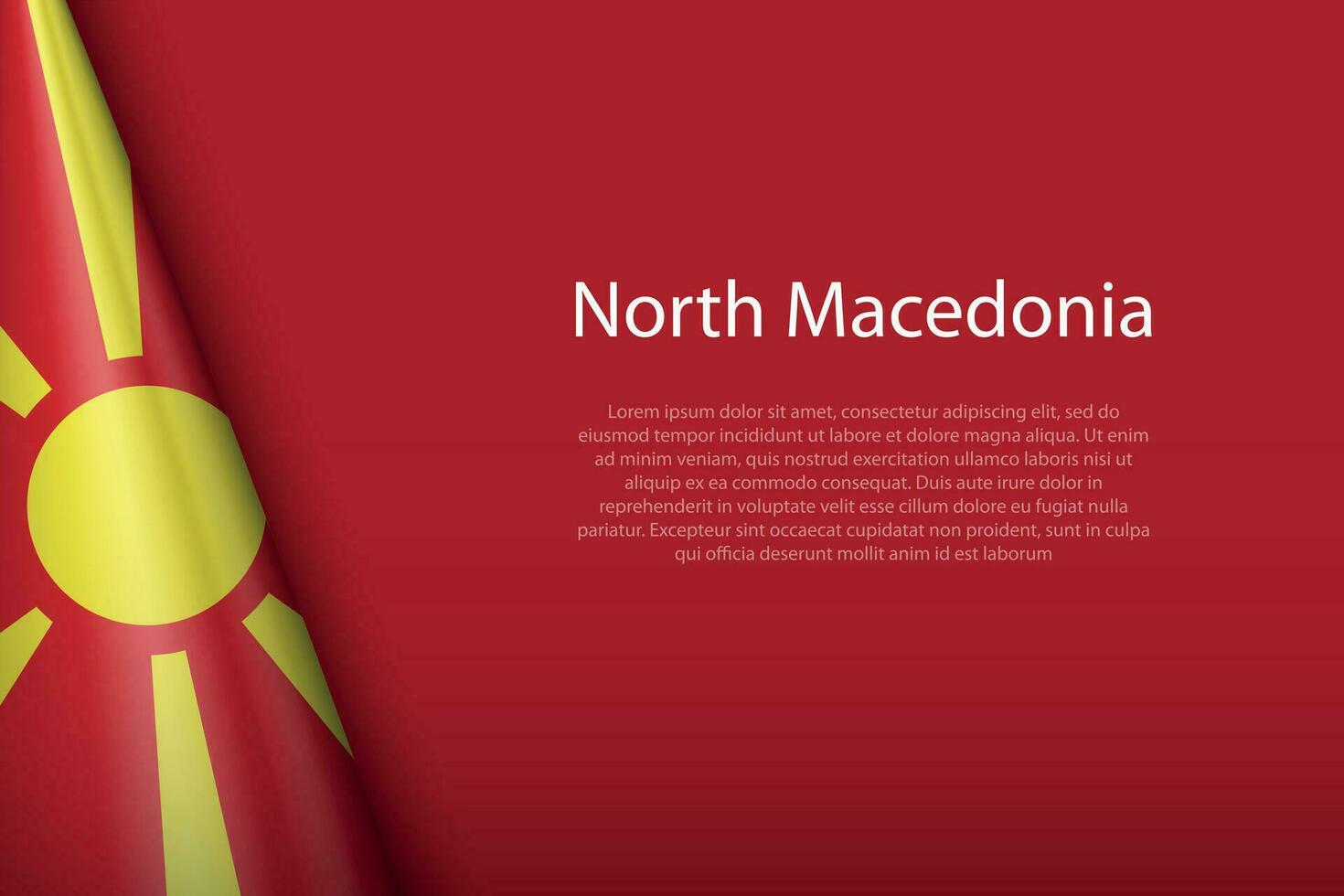 national flag North Macedonia isolated on background with copyspace vector