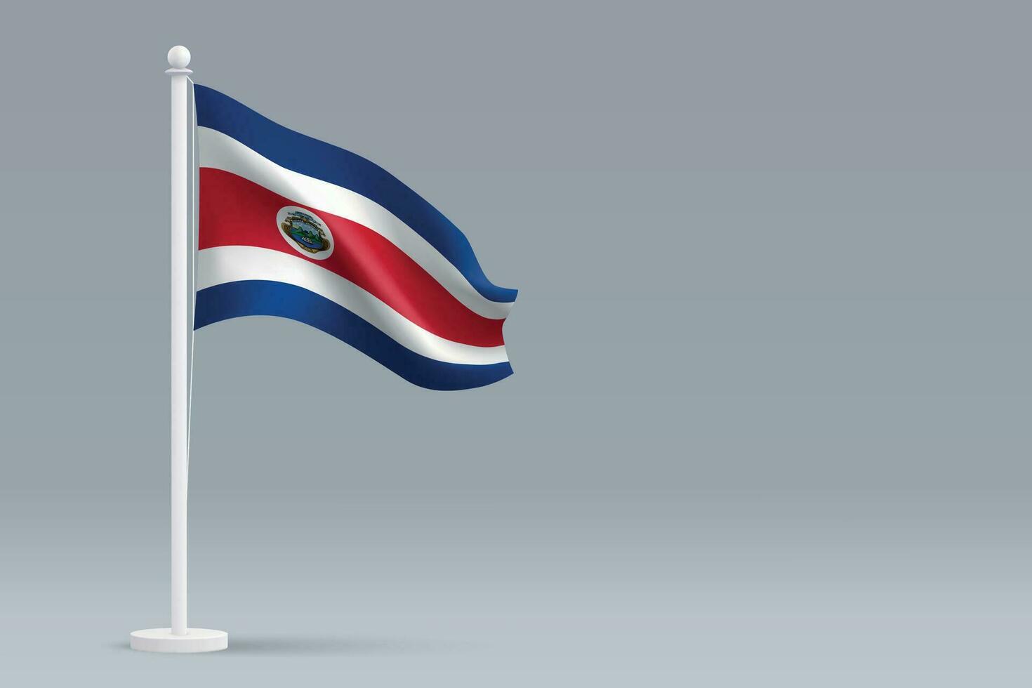 3d realistic national Costa Rica flag isolated on gray background vector