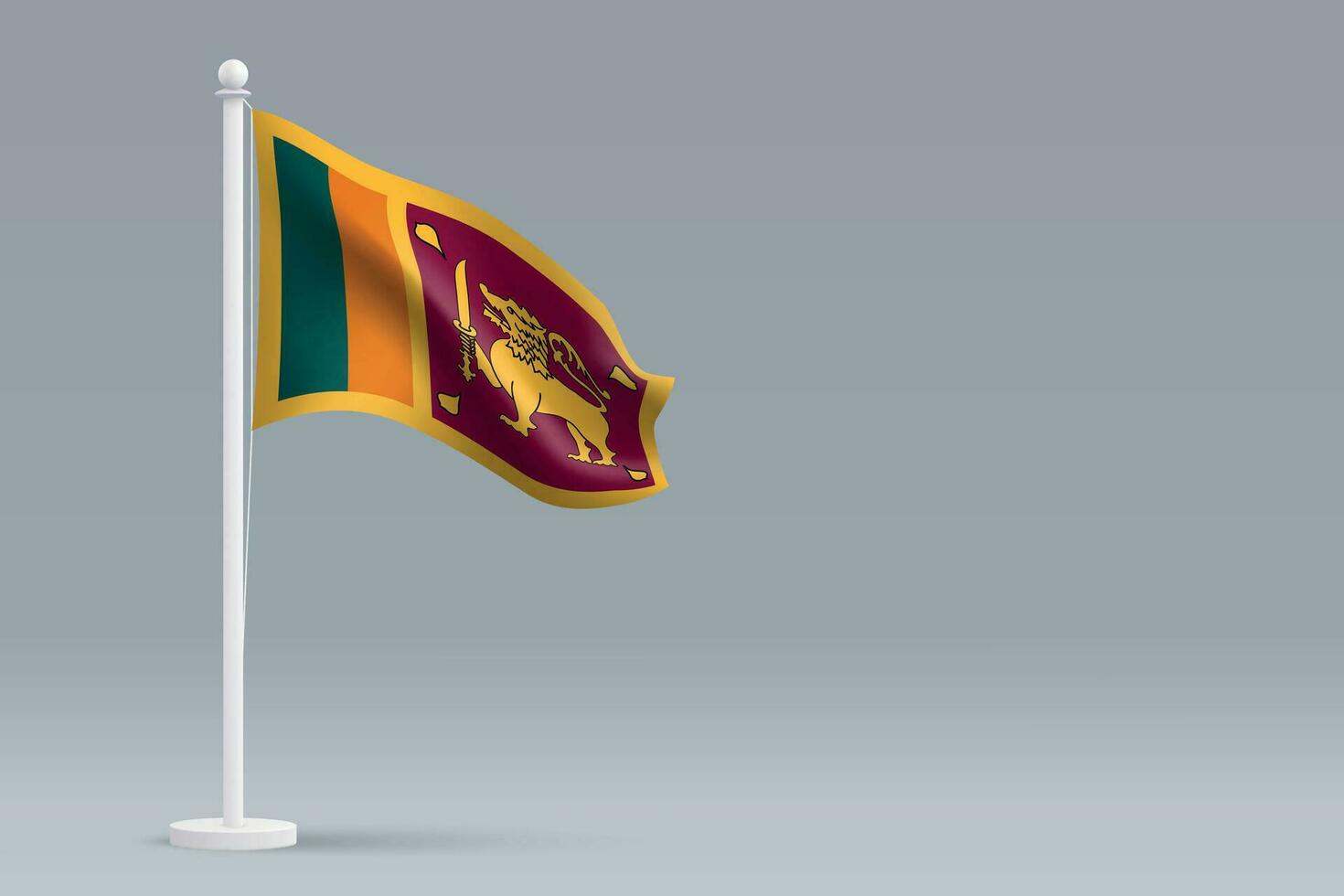 3d realista nacional sri lanka bandera aislado en gris antecedentes vector