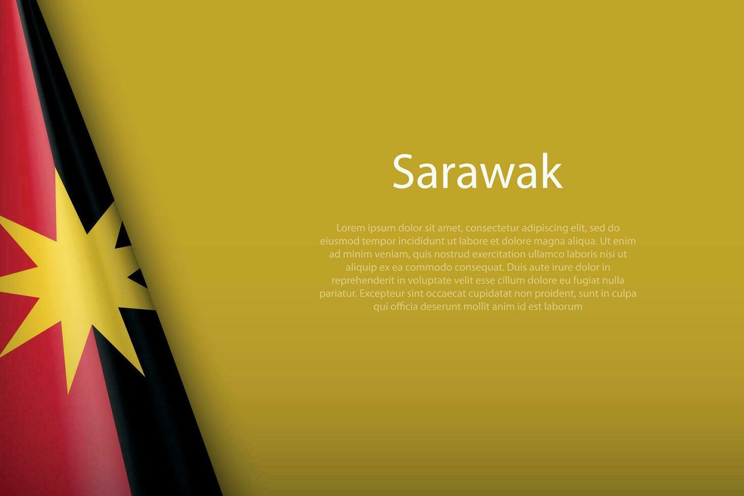 bandera Sarawak, estado de Malasia, aislado en antecedentes con copyspace vector