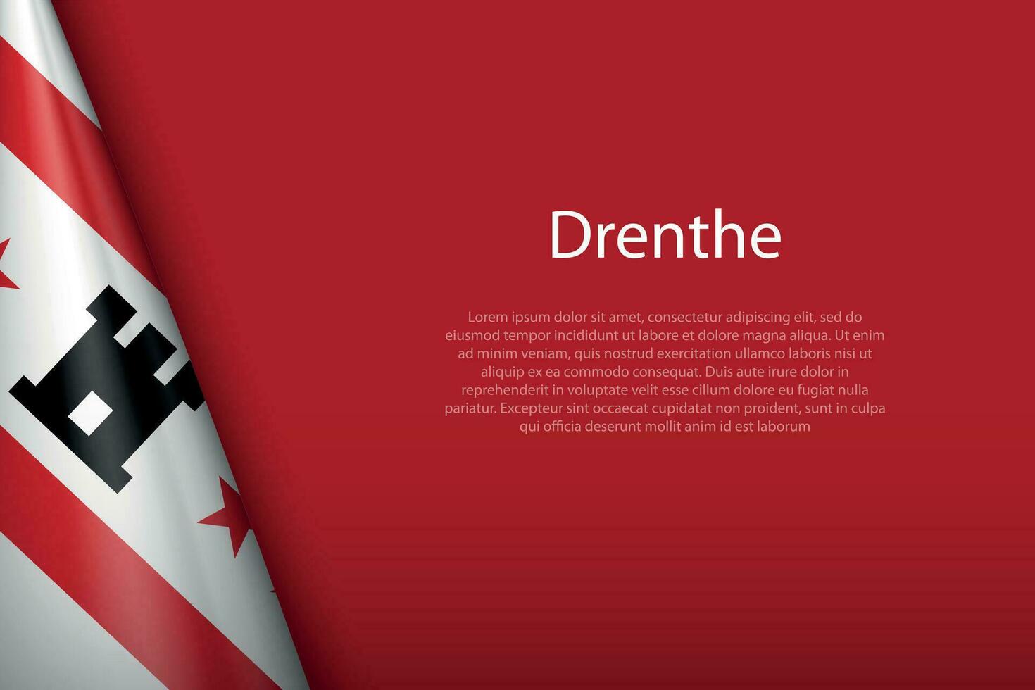 flag Drenthe, state of Netherlands, isolated on background with copyspace vector