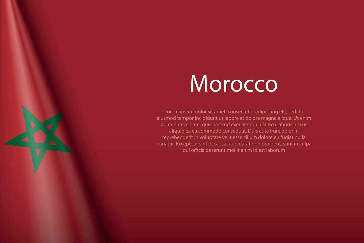 national flag Morocco isolated on background with copyspace vector