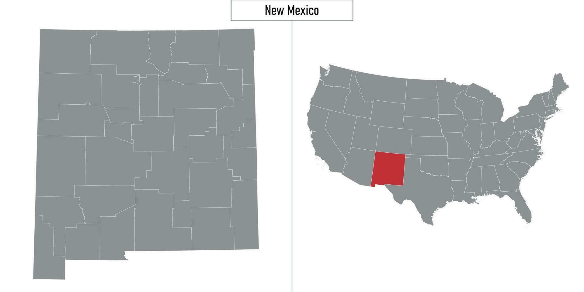 map of New Mexico state of United States and location on USA map vector