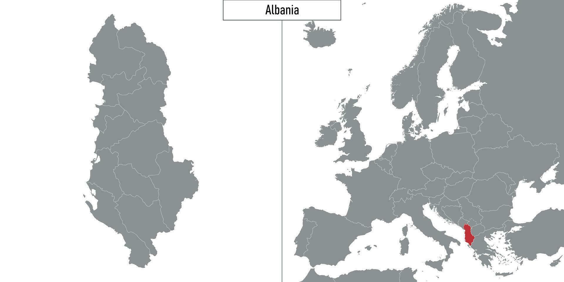 mapa de Albania y ubicación en Europa mapa vector