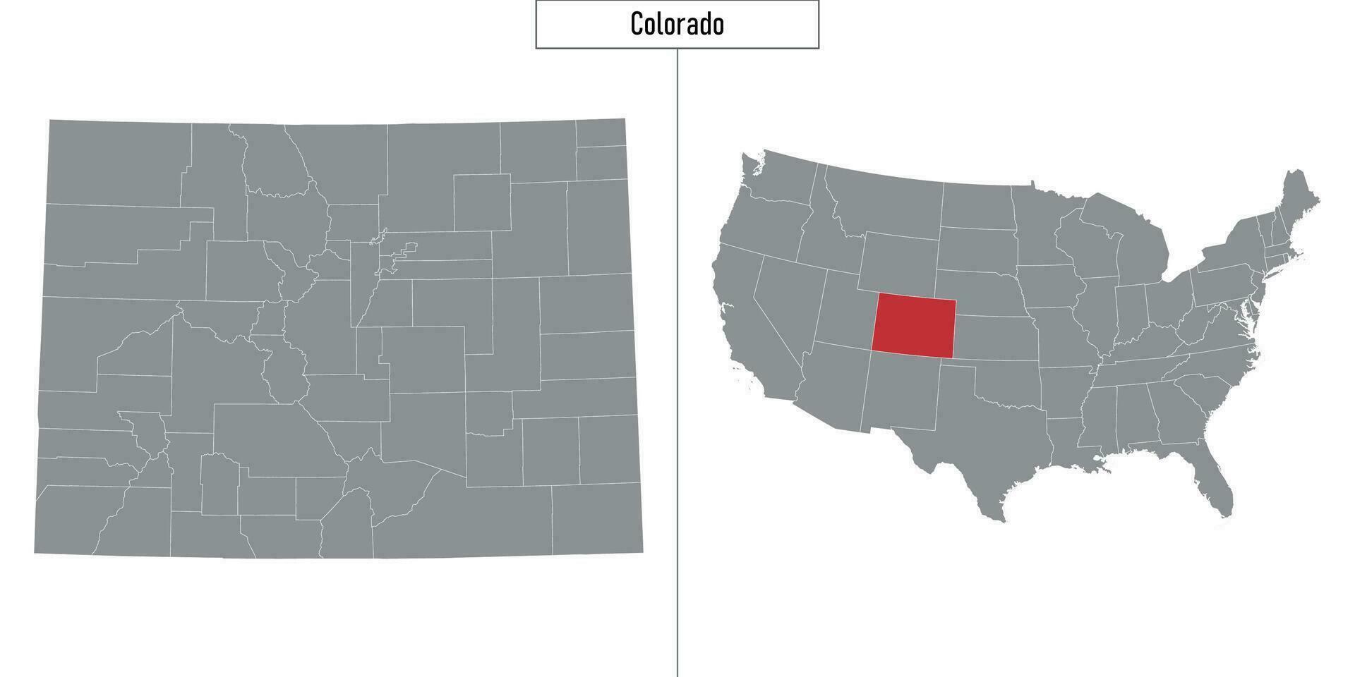 map of Colorado state of United States and location on USA map vector