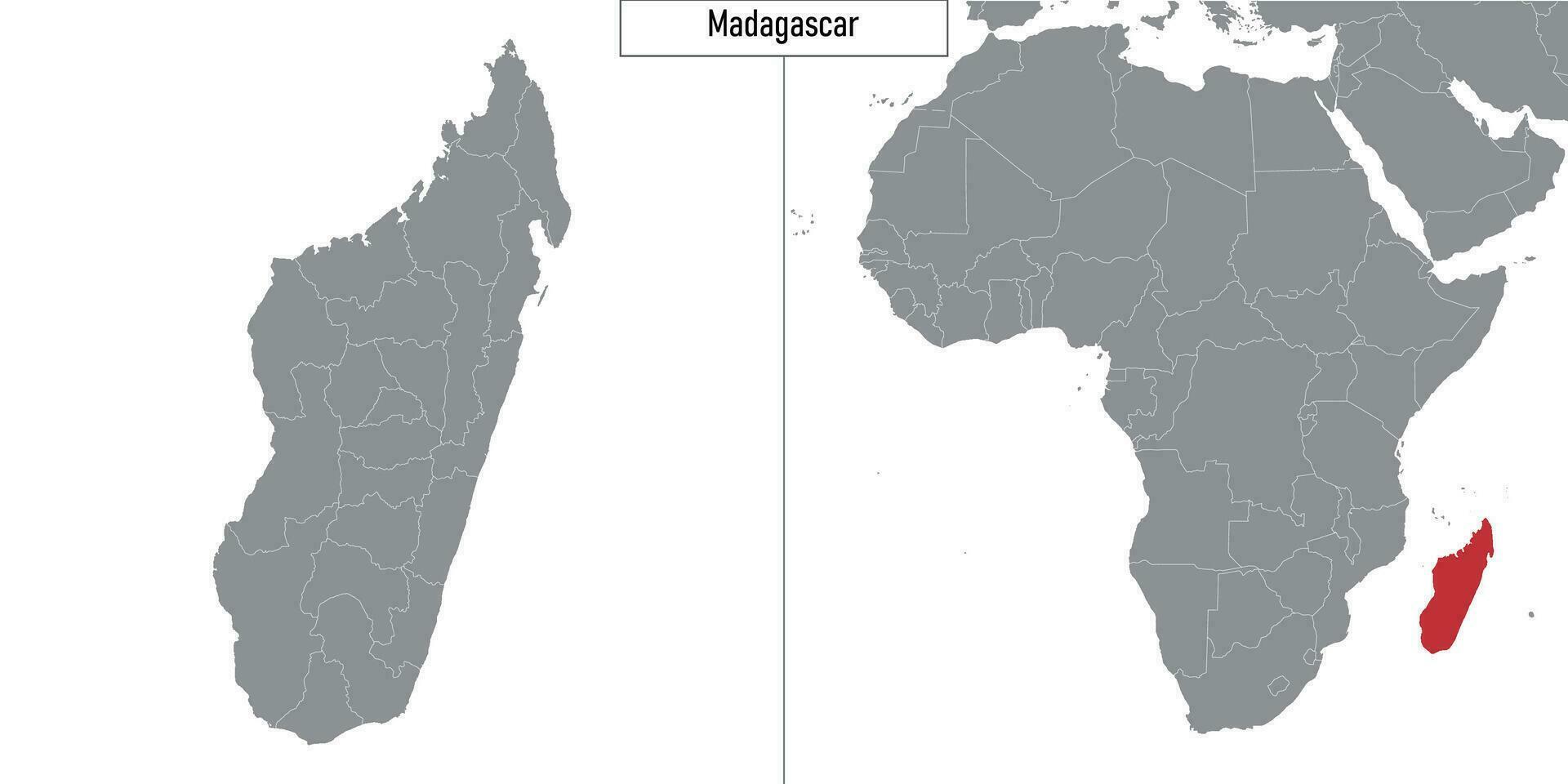 map of Madagascar and location on Africa map vector