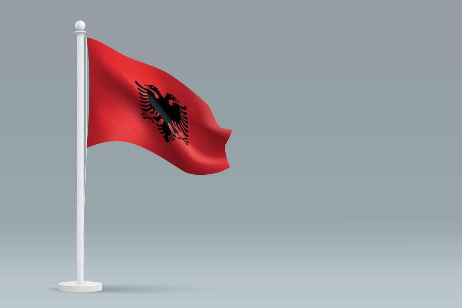 3d realistic national Albania flag isolated on gray background vector