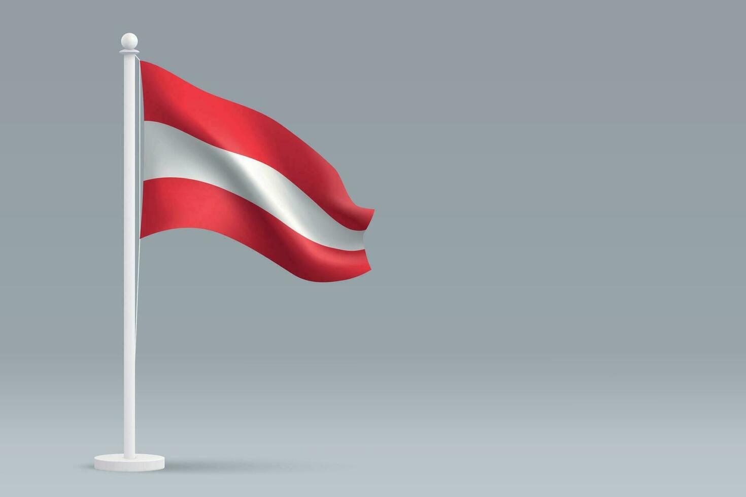 3d realistic national Austria flag isolated on gray background vector